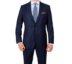 Oblek v masivní vlněné vlně Custom Fit Suits With Pockets For Work, Custom Fit Suits With Welt Pockets For Workwear, Wool Suit, Blue Wool, Deep Blue, Mens Suits, Suit Jacket, Ready To Wear, Italy