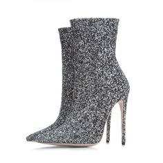 Shop Black Giltter Stiletto High Heels Sock Boots Stretch Elastic Ankle Booties color Black for Anniversary, Party, Work with worldwide Free shipping & Free return. Silver Ankle Boots, Stiletto Ankle Boots, Autumn Shoes Women, Shoes Fall, Fall Winter Fashion, Glitter Boots, Winter Fashion Boots, Socks And Heels, Boots Ankle