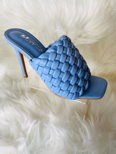 Cute, quaint, and comfy mule -Quilted heels style -Quilt has some stretch -3.5 in heels Look Beautiful, Color Powder, Powder Blue, Mule, Heeled Mules, Mule Shoe, Square, Heels, Blue