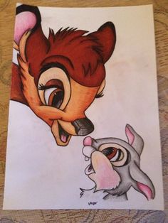 a drawing of a fox and a dog face to face