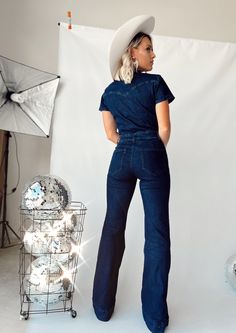 Long inseam Denim Jumpsuit Stretchy, comfy denim. True to size, 35.5" inseam SIZE DOWN IF IN BETWEEN SIZES Fitted Denim Jumpsuit With Pockets And Straight Leg, Medium Wash Stretch Denim Jumpsuit With Short Sleeves, Stretch Denim Jumpsuit With Short Sleeves In Medium Wash, Stretch Denim Jumpsuits And Rompers With Short Sleeves, Stretch Denim Blue Denim Jumpsuit, Medium Wash Stretch Denim Jumpsuit, Dark Wash Fitted Wide Leg Jumpsuits And Rompers, Stretch Denim Blue Jumpsuit, Stretch Denim Jumpsuit In Denim Blue