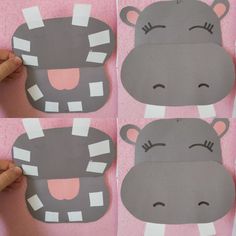 someone is cutting out the cut outs to make a hippopotamus paper craft