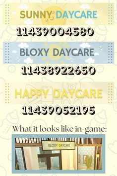 an advertisement with the words happy day care written in different colors and font on it