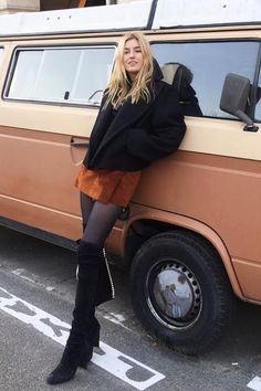 11 Corduroy Skirt Outfits for 70s-Inspired Style | Who What Wear Corduroy Skirt Outfit, Skirt With Boots, Perfect Halloween Costume, Got Costumes, High Boots Outfit, Street Brands, About Instagram