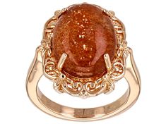 Timna Jewelry Collection™ 16x12mm Oval Sunstone Solitaire Copper Ring. Measures approximately 0.70"L x 0.83"W. Not sizeable. Gold Oval Ring With Large Stone, Gold Ring With Large Oval Cabochon Stone, Formal Oval Ring With Large Stone, Rose Gold Oval Cabochon Ring, Rose Gold Cabochon Oval Rings, Sunstone Jewelry, Copper Ring, Cheer You Up, Copper Material