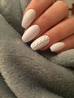 Cute Nail Colors, Sweater Nails, White Nail Designs, White Nail, Popular Nails, Kandy, Xmas Nails