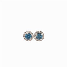 Blue Diamond Earrings w Natural Diamonds in Solid 14K White Gold Round 3.5mm Blue Diamond Earrings, Blue Diamonds, April Birthstone, Diamond Stud Earrings, Diamond Stud, Natural Earth, Blue Diamond, Diamond Earrings Studs, Natural Diamonds