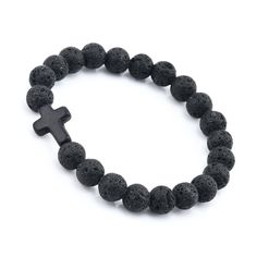 Lava Rock Stone Beaded Bracelet Jesus Cross Christian Material: Stone Bead Size: 8mm (made up of 21 beads) Bracelet Length: 7-8 inches (stretchable) D E S I G N • B E N E F I T S Rest assured the beaded bracelet with cross you receive will be in perfect condition as it is inspected before labeling as “perfect to sell”. This christian cross bracelet's style is one of the most beautiful designs we have ever done and since it is handmade, every bracelet is unique. Each bracelet is professionally ha Casual Stretch Bracelet With 8mm Lava Stone Beads, Casual Black Beads Stretch Bracelet, Casual Hand-strung Lava Stone Beaded Bracelets, Casual Black Beads Stretch Bracelet Gift, Casual Hand-strung Beaded Bracelets With Lava Stone, Casual Black Lava Stone Beaded Bracelets, Casual Lava Stone Beaded Bracelets, Casual Black Beaded Lava Stone Bracelets, Casual Beaded Lava Stone Bracelets