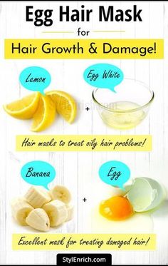 Homemade #EggHairMasks for Hair Growth & Damaged Hair! #coconutoilforhealthyhair Hair Mask For Hair Growth, Mask For Hair Growth, Mask For Hair, Treat Damaged Hair, Grow Thicker Hair