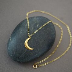 Crescent Moon Necklace Gold (284G) Moon Necklace Gold, Moon Lights, Crescent Moon Necklace Gold, Jewelry Giveaway, Ocean Tides, Gold Moon Necklace, Chain And Pendant, Country Shop, Crescent Moon Necklace