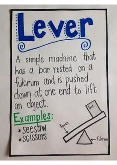 a piece of paper that says lever on it