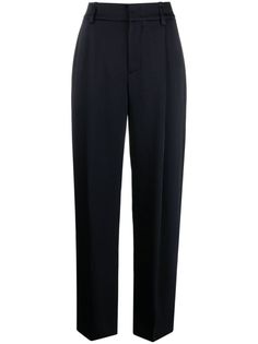 Vince box-pleat high-waisted Trousers - Farfetch Slim Trousers, Navy Pants, Box Pleats, High Waisted Trousers, High Waisted Pants, Bottoms Pants, Cosplay Costumes, Womens Bottoms, Pretty Outfits