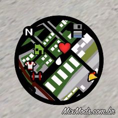 an image of a city map in the middle of a circular shape with hearts on it