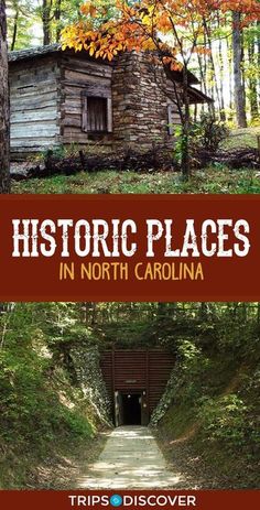 the cover of historic places in north carolina, with an image of a log cabin