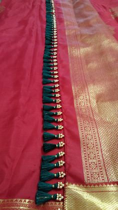 Pattu Saree Tassels Designs, Saree Kuchulu Design, Saree Kongu Mullu Designs, Saree Gonde New Design, Saree Kuchulu Designs, Kuchulu For Pattu Sarees, Saree Pallu Kuchu Designs