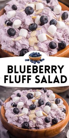 blueberry fluff salad with marshmallows and blueberries