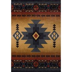 an area rug with different colors and designs