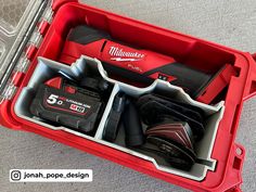 a red toolbox filled with different tools