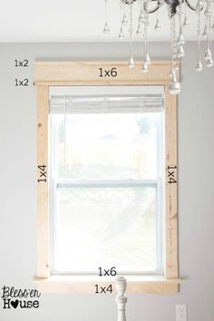 an image of a window with measurements for the size and width in front of it