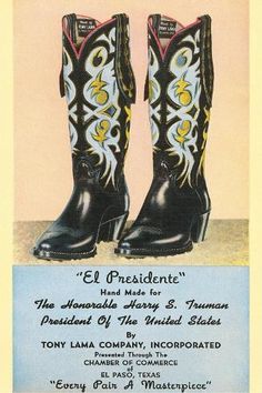 size: 18x12in Art Print: Truman's Cowboy Boots : Drawing High Heels, Round Shoes, Chunky Fashion, White Knee High Boots, Boots 2020, Sandals Chunky, Vintage Western Wear, Vintage Cowboy Boots, Shoes Drawing