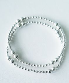 .925 Sterling Silver Stretchable 7" to 8.5" aprox. Handmade Nickel and Lead free, Non Allergic(silver allergy sufferers should not use) Sold individually Beads Bracelet, Allergies, Silver Bracelet, Beaded Bracelets, 925 Sterling Silver, Bracelet, Beads, Sterling Silver, Silver