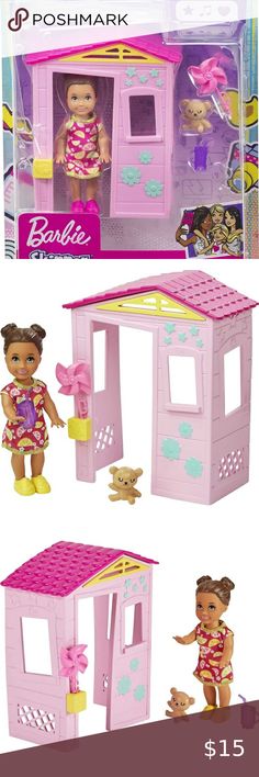 NWT Barbie Skipper Babysitters inc. Pink Playhouse, Bear Cup, Teddy Bear, Pink, Closet