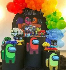 an elephant themed birthday party with balloons and decorations