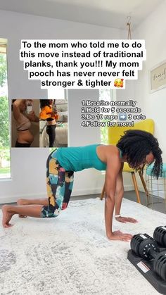 a woman is doing push ups on the floor