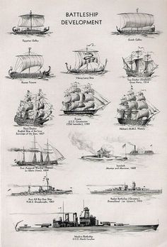 an old book with ships and their names