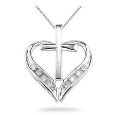 Cross n heart necklace Diamond Pendants Designs, Christian Necklace, Gold Cross Pendant, Heart Diamond, Heart Pendant Diamond, Christian Jewelry, Cross Jewelry, A Cross, Sterling Silver Cross