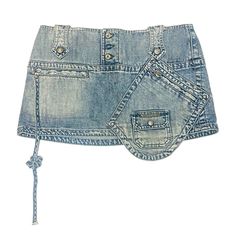 Vintage Diesel Faded Blue Denim Mini Skirt Featuring Utilitarian Zipper And Patchwork Pockets, String Zipper Pull, And Three Button Closure. Size: Us 28 Waist: 28” Length: 12” Condition: Very Good- Used, With Minimal Signs Of Wear. Tarnishing At Metals And Distressing That Appear Intentional. Missing Second Button. Diesel Skirts, Blue Denim Mini Skirt, Vintage Diesel, Diesel Denim, Denim Mini, Denim Mini Skirt, Blue Denim, Mini Skirt, Personal Style