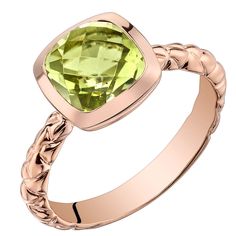 An ode to Mother Nature Soft, unrestrained and intensely refreshing, the Peora natural Peridot is nothing short of enchanting.  This classic ring features a cushion cut Peora natural Peridot gemstone in 14K rose gold. Our natural Peridot gemstones are a unique gift from nature. By cutting them in a way that respects the rough's natural radiance, we ignite their inherent intensity and maximize their brilliance to deliver on our signature Peora standard. Handcrafted in pure 14K rose gold goodness, this ring has been carefully coated in an elegant rhodium finish. Our artisans are expertly trained in this process which fortifies the ring's strength, shine and brilliance. Looking for a special jewelry gift for someone special? Our concierge stylists are here to help with all of your jewelry que Jewelry Questions, Affordable Engagement Rings, Dome Ring, 14k Rose Gold Ring, Peridot Gemstone, Peridot Ring, Green Peridot, Swiss Blue Topaz, Domed Ring