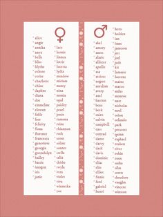 a pink and white bookmark with the names of different types of women on it