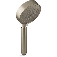 the rain shower head is shown in bronze