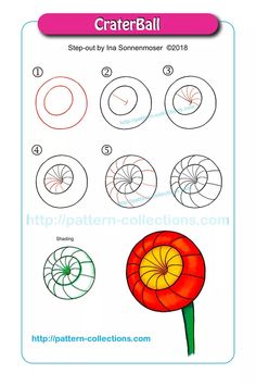 an image of how to draw a flower with circles and spirals in the background