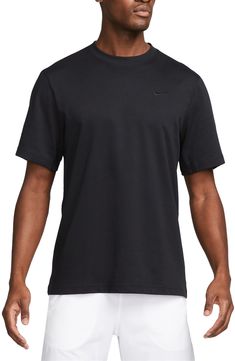 Conquer whatever the day throws your way in this versatile T-shirt with Dri-FIT tech to keep you dry and comfortable along with under arm ventilation. 29" length (size Medium) Crewneck Short sleeves Dri-FIT moisture-wicking technology 62% Cotton, 38% polyester Machine wash, tumble dry Imported Black Dri-fit T-shirt, Black Dri-fit T-shirt With Go-dry Technology, Nike Dri-fit T-shirt With Go-dry, Black Dri-fit Go-dry T-shirt, Dri-fit Short Sleeve Training Activewear, Nike Dri-fit T-shirt With Go-dry Technology, Nike Go-dry Functional T-shirt, Nike Black Go-dry T-shirt, Nike Moisture-wicking Short Sleeve Activewear