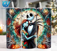 two tumbles with the image of jack and sally