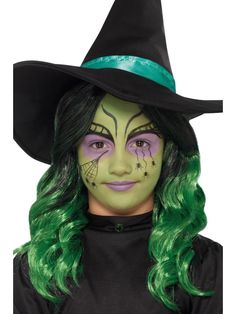 Kids Halloween Face, Kids Witch Costume, Girl Halloween Makeup, Halloween Makeup Kits, Makeup Clown