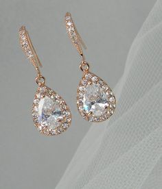 Rose Gold Crystal Bridal earrings Wedding by CrystalAvenues, $34.00 Dazzling Crystal Teardrop Bridal Earrings, Wedding Diamond Crystal Earrings With Bling, Crystal Bridal Earrings With Bling For Anniversary, Wedding Teardrop Earrings With Rhinestones, Anniversary Bridal Bling Crystal Earrings, Anniversary Bridal Earrings With Crystal Bling, Wedding Teardrop Cubic Zirconia Earrings With Rhinestones, Dangle Crystal Earrings With Bling For Anniversary, Sparkling Pear-shaped Crystal Bridal Earrings