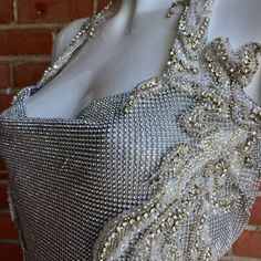 Appliqu Mesh Link Dress - Silver (Small/Medium) Bejeweled Dress, Bling Outfits, Dress Etiquette, Crystal Dress, Wedding Etiquette, Dress Silver, Concert Outfits, Gowns Wedding, Silver Dress