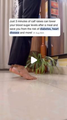 Shweta Thakur Yoga Instructor on Instagram: "Eat less sugar and burn the leftover sugar within with the practice of calf raises.

🌈 You can calf raises in different ways to keep doing it for 3 mins in one go. 
- pump your heels downward
- pump your heels upward
- lift both heels higher up to the calves

🌈 Such simple practices can do wonders within, but you also need to take care of your diet, especially if you are diabetic or pre diabetic.

Diabetes & blood pressure are silent killers, for which the main cause is our lifestyle. 

🌈 How Calf raises can help manage blood sugar levels?
 
🍀 Burning sugar The soleus muscle burns blood sugar before using stored blood sugar, which lowers blood sugar and insulin levels.  
🍀 Improving insulin sensitivity Soleus exercises make cells more respo