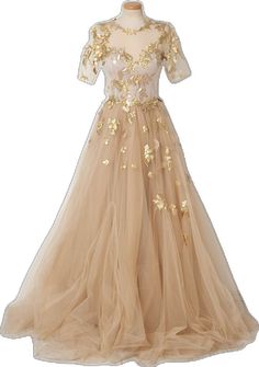 Gold A-line Dress For Wedding, Gold A-line Evening Dress For Wedding, Short Sleeve Tulle Gown For Banquet, Short Sleeve Tulle Dress For Banquets, Short Sleeve Tulle Dress For Prom Season, Gold A-line Wedding Dress, Gold Dress With Sweetheart Neckline For Banquet, Gold A-line Dress For Prom Season, Fitted Tulle Princess Dress For Banquet