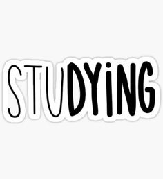 the word studying written in black on a white background