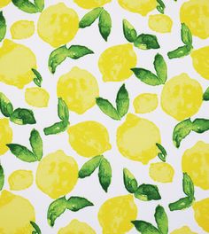 a painting of lemons with green leaves on a white background that looks like watercolor