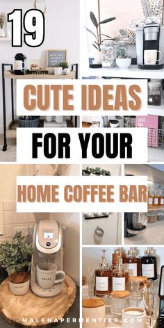 cute home coffee bar ideas Small Home Coffee Bar, Nespresso Coffee Station Ideas Countertop, Keurig Coffee Bar Ideas Kitchen Counter, Coffee Bar Organization Ideas, Am Pm Coffee Wine Bar, Work Coffee Station, Cute Coffee Station, Coffee Organization Ideas, Coffee Station Ideas Countertop