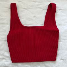 Never Worn!! Tags Removed. Aritzia Babaton Square Neck Crop Top Bright Cherry Red Color Size Xs Trendy Red Seamless Tops, Red Fitted Crop Top For Spring, Red Seamless Top For Spring, Red Ribbed Top For Summer, Red Ribbed Crop Top For Summer, Red Ribbed Summer Top, Trendy Fitted Red Crop Top, Red Ribbed Casual Top, Red Sleeveless Casual Crop Top