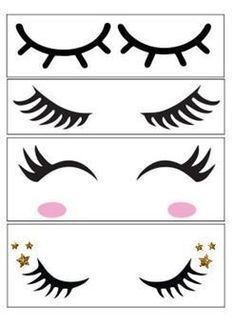 four eyelashes with stars on them and the eyes are drawn in three different ways to make it