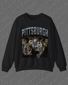 Looking for a way to show off your love for the Pittsburgh Steelers? Check out this vintage-inspired steel skeleton sweatshirt. It's got a super cool graphic and a relaxed fit that's perfect for game day or casual hangouts. This crewneck is a must-have for any serious fan! 🔥 Sup! Heads up on our sweatshirts!  🔥 ✅  THE COMFY FIT: The Gildan 18000 sweatshirt is built for comfort. Soft fabric keeps you feeling snug and stylish, no matter what.  Need a sizing hand? Just shoot us a message - we're happy to help! (And hey, when in doubt, size up!) ✅  WASHING 101:  Maximize the lifespan of your sweatshirt!  Flip it inside out before washing (protects the design use cold water on a gentle cycle (no heavy workouts in this bad boy, right?), and dry on low heat (delicate setting or hang dry if you Custom Artwork Crew Neck Top For Fan Merchandise, Crew Neck Tops With Custom Artwork For Fan Merchandise, Long Sleeve Top With Custom Artwork For Streetwear, Fan Apparel Graphic Print Sweater For Fall, Pop Culture Graphic Print Sweatshirt For Fall, Long Sleeve Graphic Print Sweater For Fans, Retro Crew Neck Top With Custom Artwork, Pop Culture Letter Print Sweatshirt For Fans, Pop Culture Letter Print Sweatshirt Fan Merchandise