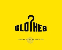 the logo for clothes is shown in black and yellow colors on a bright yellow background