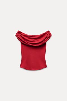 KNIT TOP WITH GOLDEN APPLIQUÉ - Red | ZARA United States Stretch Strapless Off-shoulder Top For Party, Trendy Bandeau Top For Evening, Trendy Strapless Top For Evening, Elegant Stretch Off-shoulder Top With Foldover, Elegant Stretch Bandeau Tops, Red Tube Top For Evening And Summer, Spring Evening Bandeau Top, Red Off-shoulder Top For Night Out, Elegant Fitted Off-shoulder Top With Foldover